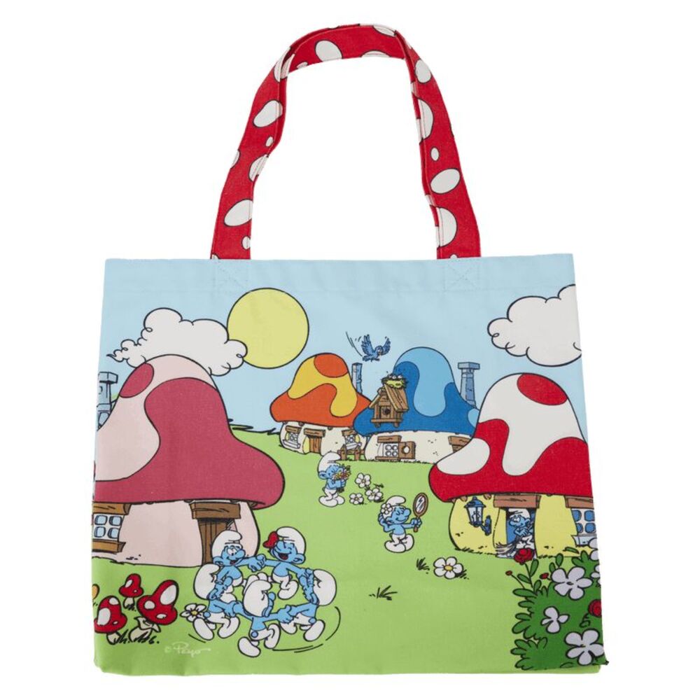 Loungefly The Smurfs Village Life Canvas Tote Bag